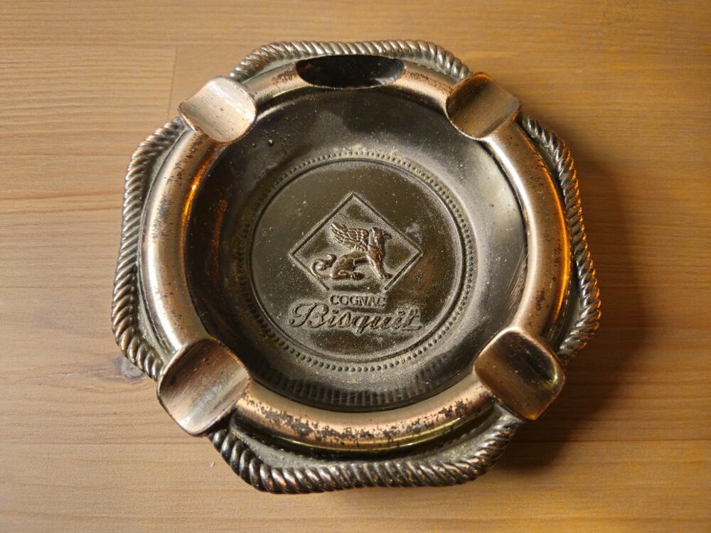 Cognac Bisquit Liquor Brass Cigar Ashtray 5"